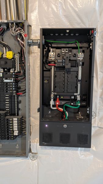 Building automation control panel installed beside an electrical panel